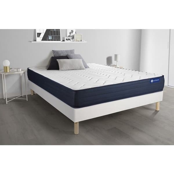 Sänggavel och madrass 90x200 Actilatex life Latex och minnesskum - 22 cm - Mycket fast - vit sänggavel-set
