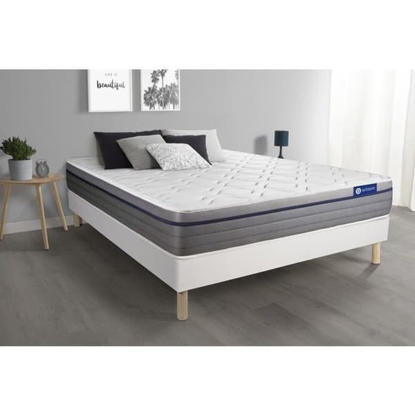 Ensemble sänggavel madrass 160x200 Actimemo zen Minnesskum - 26 cm - Balanserad - sänggavel kit Vit