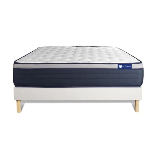 Set sängbotten madrass 180x200 Actimemo max Minnesskum - 26 cm - Fast - sängbotten kit Vit