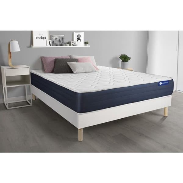 Sängram och madrass 140x190 Actimemo sleep Minnesskum - 22 cm - Balanserad - sängram kit Vit