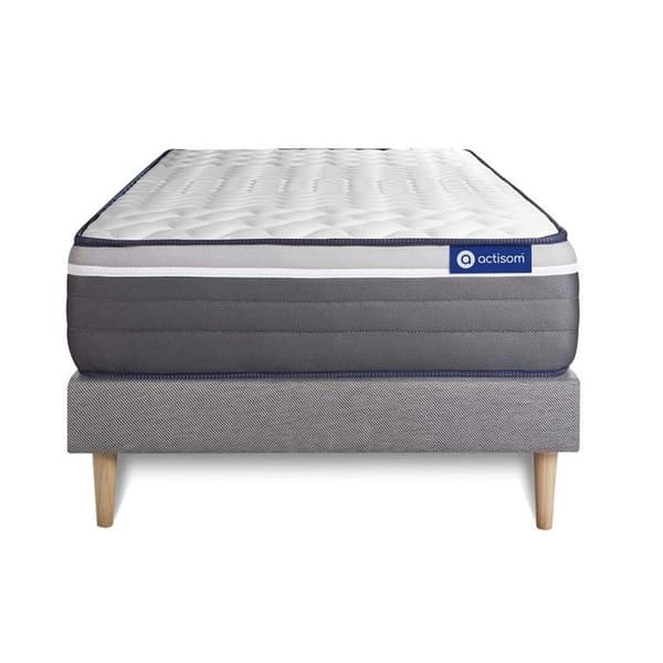 Sängset madrass 90x190 Actilatex plus - 26 cm - Mycket fast - sängram kit grå
