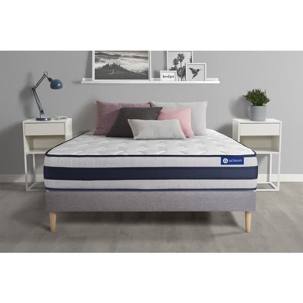 Sängset med madrass 140x200 Actimemo ergo - 24 cm - Fast - grått sänggavelset