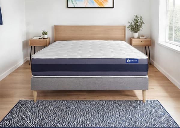 Ensemble madrass Memory foam ACTIMEMO MORPHO 80x190 Maxi tjocklek 5 zoner av komfort + sängram 80 x 190 cm Grå