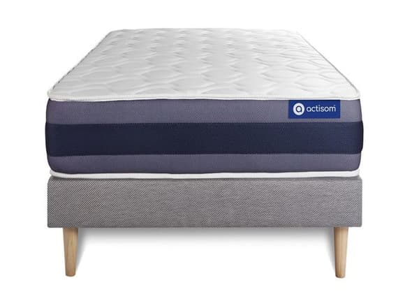 Ensemble madrass Memory foam ACTIMEMO MORPHO 80x190 Maxi tjocklek 5 zoner av komfort + sängram 80 x 190 cm Grå