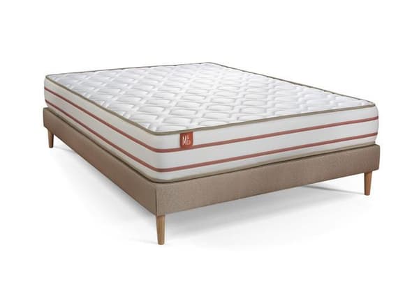 Ensemble LE DOUX 160x200cm Minnesskum 3 komfortzoner - Tjocklek 24cm + sängram kit Beige