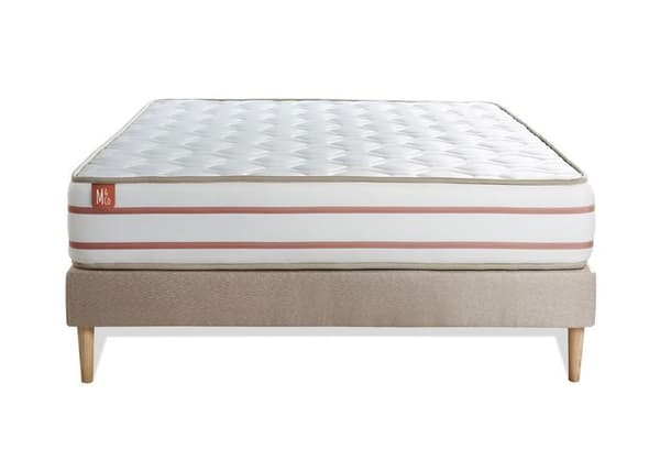 Ensemble LE DOUX 160x200cm Minnesskum 3 komfortzoner - Tjocklek 24cm + sängram kit Beige