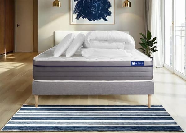 Actiflex Zen 180x200 madrass- och bäddset - 26 cm - Balanced - grått set med bäddsoffa + 2 kuddar + täcke