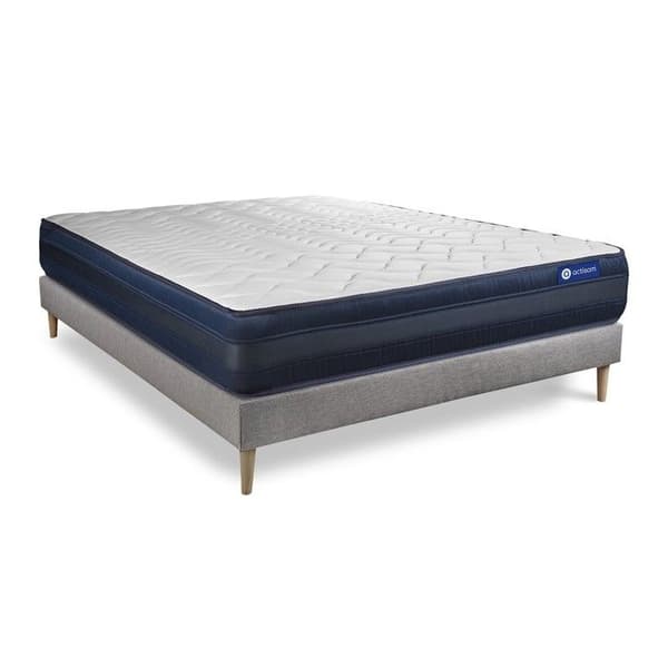 Sängset madrass 140x190 Actiflex tech - 24 cm - Mycket fast - sängram kit grå