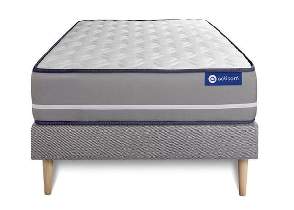 Set med latex- och minnesskum-madrass ACTILATEX PUR 80x200cm 3 komfortzoner + sängram KIT grå 80 x 200 cm Grå