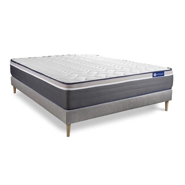 Sängram och madrass 180x200 Actimemo plus - 26 cm - Mycket fast - sängram kit grå