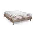 Miniatyrbild 3 av 6: Pack madrass LE DOUX 200x200cm Minnesskum - Djup. 24cm + sängram kit Beige