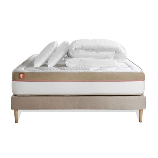 Pack madrass LE COSY 200x200cm Minnesskum - Tjocklek 30cm + sänggavel kit Beige
