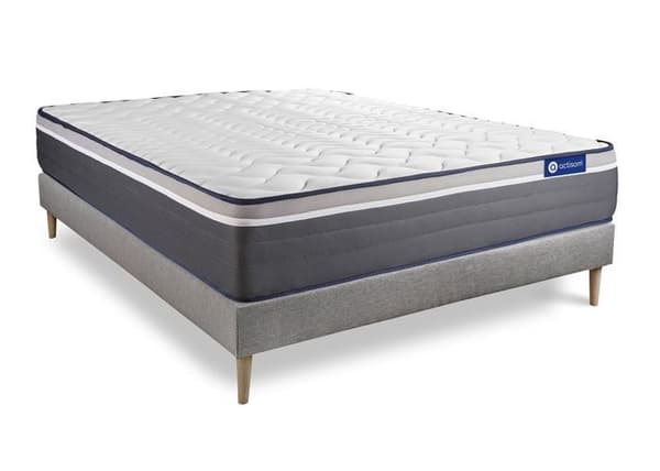 Sängset madrass 160x200 Actimemo plus - 26 cm - Mycket fast - sängram kit grå