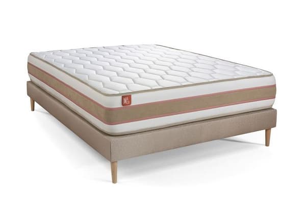 Pack madrass LE DÉLICAT 200x200cm Pocketfjädrar + Minnesskum + sängbotten kit Beige