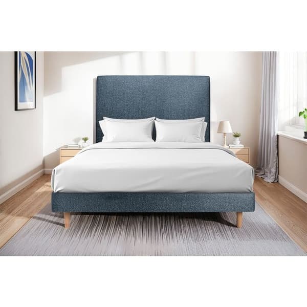 Sommier Kit Bouclette Blå 150x200 H29cm Sommeil de plomb - Sommier i massivt trä med koniska träben 15 cm