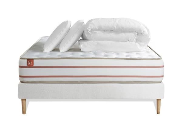 Säng med minnesskum LE DOUX - Marmottes&amp;Co - 180x200cm - Tjocklek 24cm - Vit