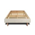 Miniatyrbild 4 av 4: Sommier Kit Tyg Beige ljus 90x190 H29cm Sommeil de plomb - Sommier i massivt trä med träben koner 15 cm