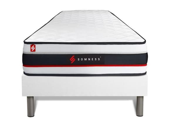 Sängset FORM + sängram kit vit 90 x 200 cm - SOMNESS - Mycket fast - Polyuretanskum