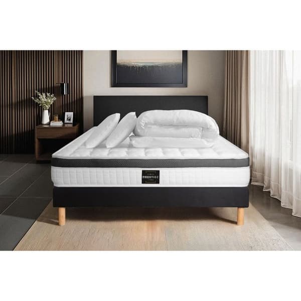 Madrass Memory foam 140x200 - PRESTIGE LITERIE - Pack Superior - Svart - Fast - 2 platser