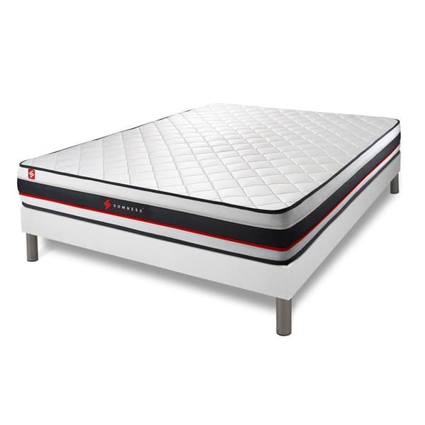 Pack Madrass FORM + Sängram Kit Vit + Memory Foam Kuddar + Percale Duntäcke 160x200 cm Vit