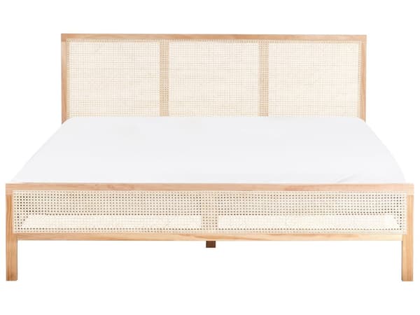 Seng Lysebrun Furu 180 x 200 cm med Sengegavl Wienerflette Spaltegulv Minimalistisk Rustikk Stil