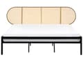 Miniatyrbilde 5 av 10: Seng Svart Metall Kunstrotting 180 x 200 cm Sengegavl med flettverk Lamellramme Moderne design Soverom Dobbeltseng