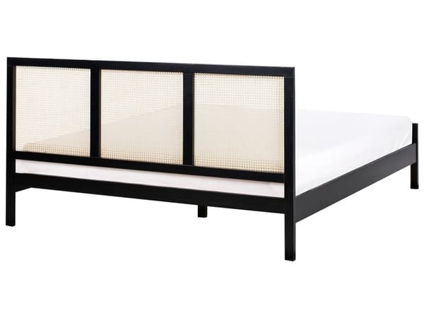 Seng Svart Furu 180 x 200 cm med Sengegavl Wienerflette Spaltegulv Minimalistisk Rustikk Stil