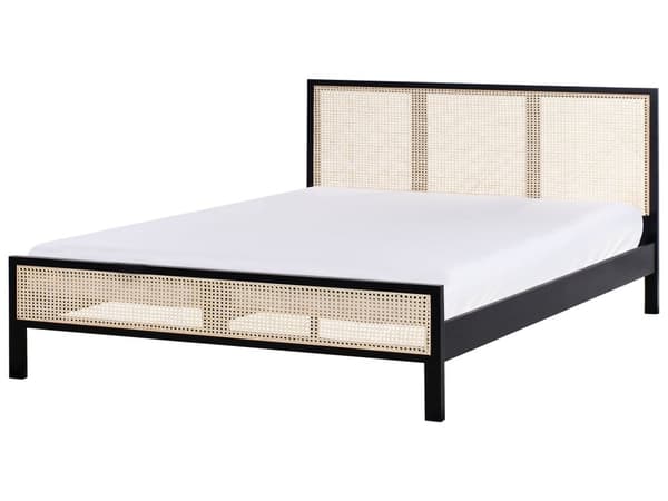 Seng Svart Furu 180 x 200 cm med Sengegavl Wienerflette Spaltegulv Minimalistisk Rustikk Stil