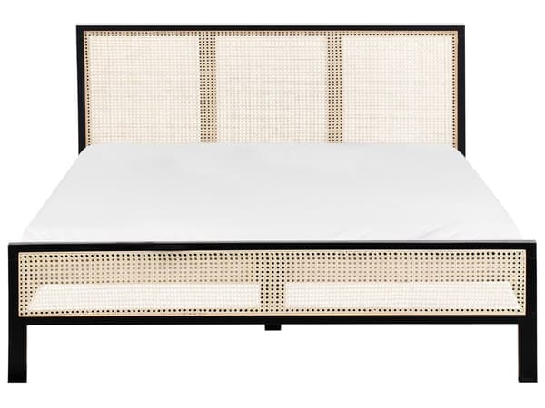 Seng Svart Furu 160 x 200 cm med Sengegavl Wienerflette Spaltegulv Minimalistisk Rustikk Stil