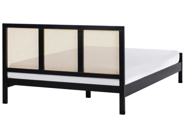 Seng Svart Furu 160 x 200 cm med Sengegavl Wienerflette Spaltegulv Minimalistisk Rustikk Stil