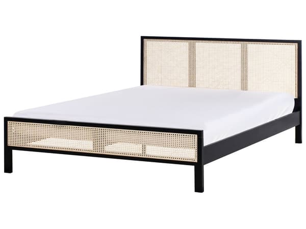 Seng Svart Furu 160 x 200 cm med Sengegavl Wienerflette Spaltegulv Minimalistisk Rustikk Stil