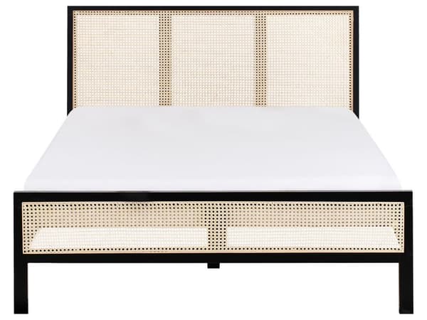 Seng Svart Furu 140 x 200 cm med Sengegavl Wienerflette Spaltegulv Minimalistisk Rustikk Stil