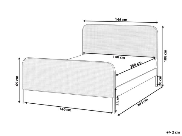 Seng Lysebrun Furu 140 x 200 cm med Sengegavl Wienerflette Spaltegulv Minimalistisk Design Rustikk Stil