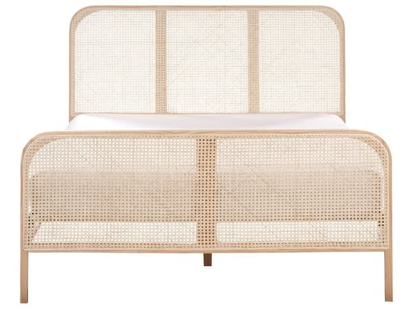 Seng Lysebrun Furu 140 x 200 cm med Sengegavl Wienerflette Spaltegulv Minimalistisk Design Rustikk Stil