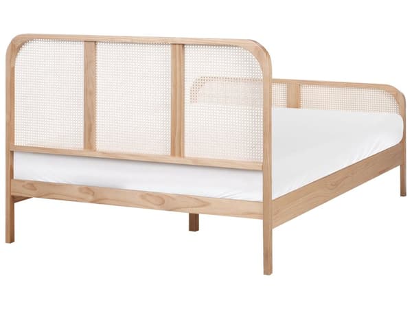 Seng Lysebrun Furu 140 x 200 cm med Sengegavl Wienerflette Spaltegulv Minimalistisk Design Rustikk Stil