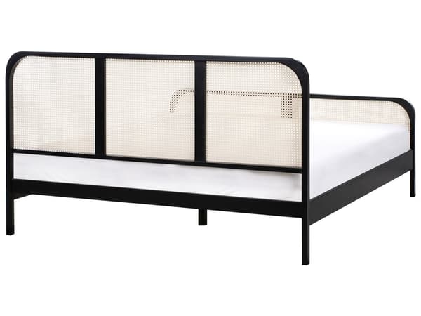 Seng Svart Furu 180 x 200 cm med Sengegavl Wienerflette Spaltegulv Minimalistisk Design Rustikk Stil