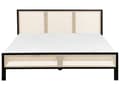 Miniatyrbillede 4 af 9: Seng Sort Træ 180 x 200 cm Moderne Dobbeltseng med Sengegavl To Mands Høj Sengeramme Minimalistisk Design Træseng