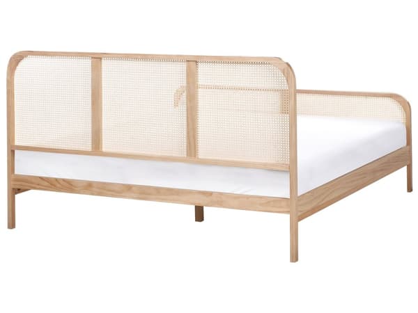 Seng Lyst Træ 180 x 200 cm Moderne Dobbeltseng med Sengegavl To Mands Høj Sengeramme Minimalistisk Design Træseng