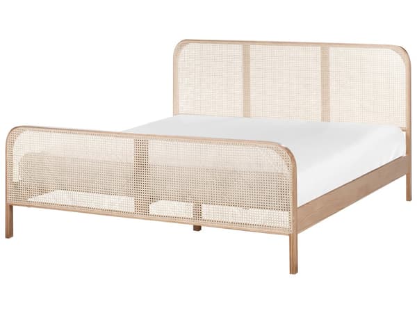 Seng Lyst Træ 180 x 200 cm Moderne Dobbeltseng med Sengegavl To Mands Høj Sengeramme Minimalistisk Design Træseng