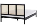 Miniatyrbillede 5 af 9: Seng Sort Træ 140 x 200 cm Moderne Trekvart Seng med Sengegavl Halvandenmandsseng Høj Sengeramme Minimalistisk Design Træseng