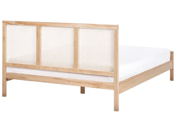 Seng Lyst Træ 160 x 200 cm Moderne Dobbeltseng med Sengegavl To Mands Høj Sengeramme Minimalistisk Design Træseng