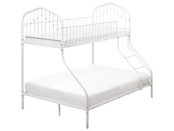 Køjeseng til 3 personer hvid metal jern 90/140 x 200 cm enkelt- og dobbeltseng højseng moderne stil børneværelse