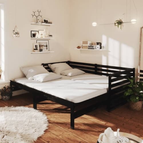 Dagbädd svart massiv furu 2x(90x200) cm