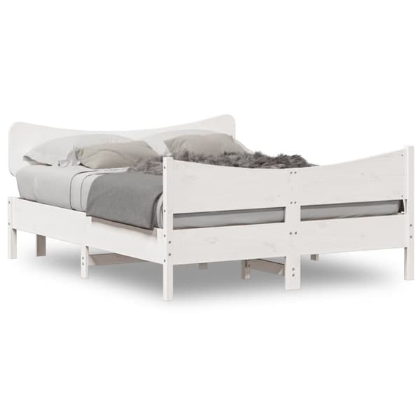 Sängram utan madrass vit 150x200 cm massiv furu