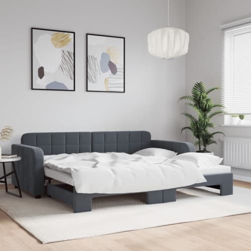 Dagbädd utdragbar mörkgrå 90x190 cm sammet