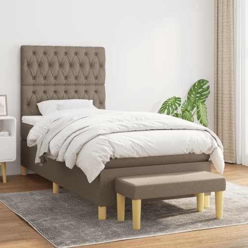 Ramsäng med madrass taupe 100x200 cm tyg