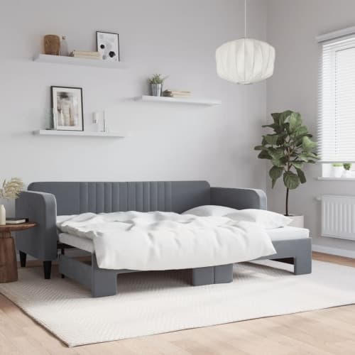 Dagbädd utdragbar mörkgrå 80x200 cm sammet