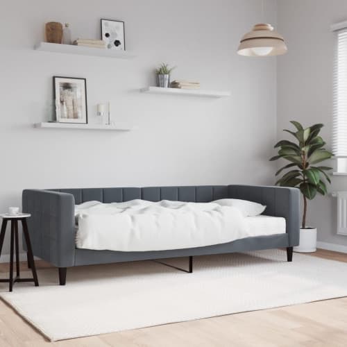 Dagbädd med madrass mörkgrå 90x190 cm sammet
