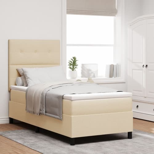 Bäddsoffa med Madrass Creme 100x200 cm Tyg