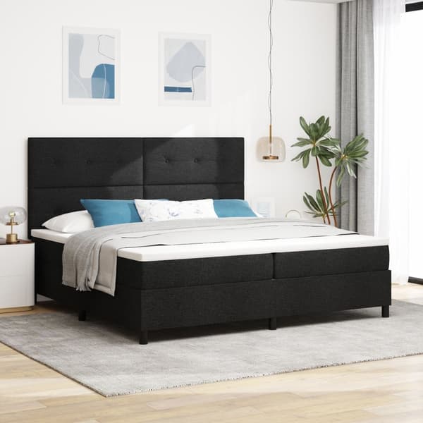Bäddmadrass med sängram och LED Svart 200x200 cm Tyg